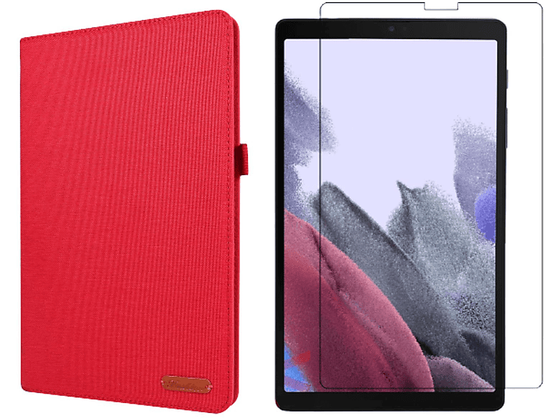 LOBWERK 2in1 Set (Schutzhülle + Schutzglas) Case Bookcover für Samsung Galaxy Tab A7 Lite T220 T225 8.7 Zoll Kunststoff, Rot