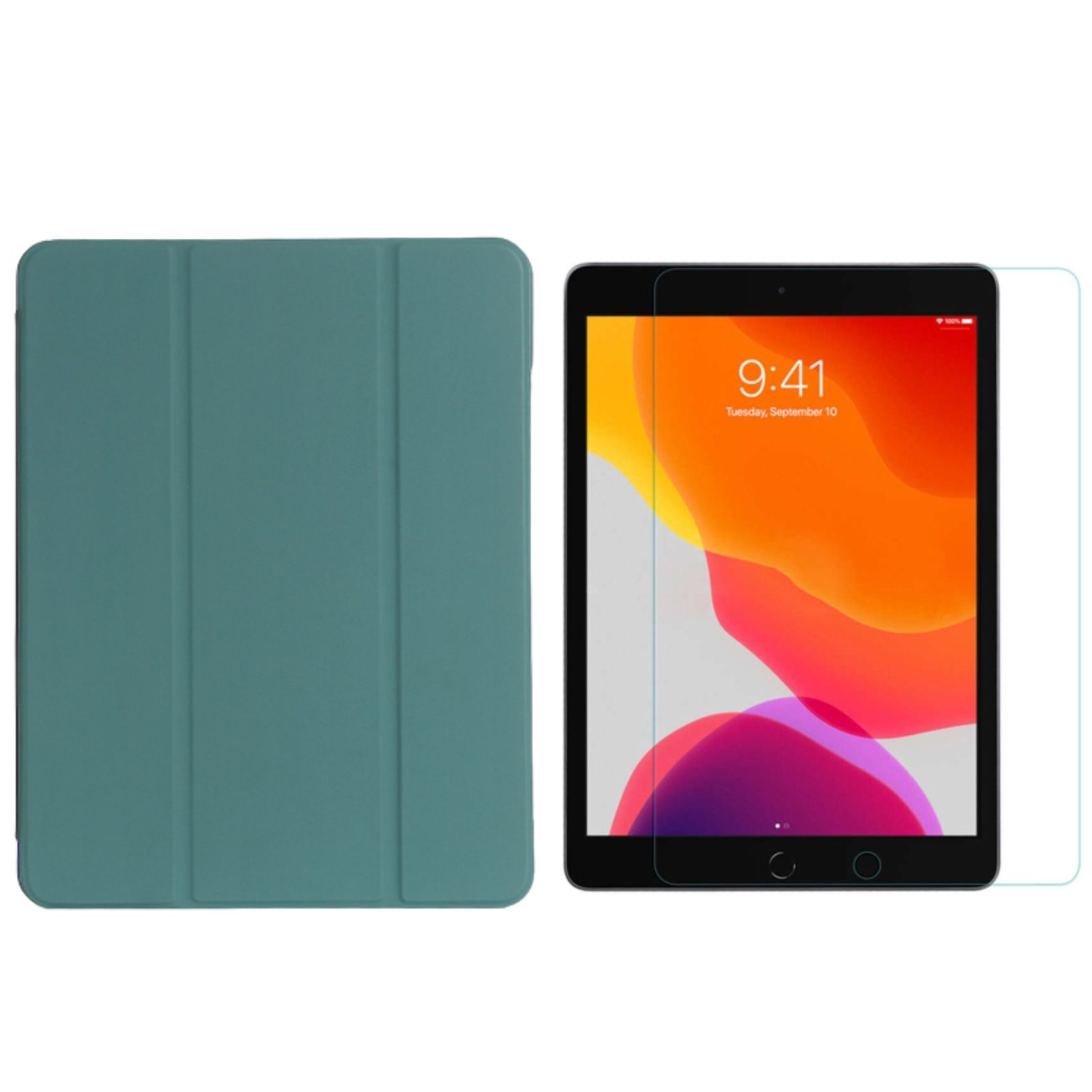 iPad für Schutzglas) 10.5 Bookcover + Pro Case Air Set Pro Ipad LOBWERK 2in1 Zoll Grün Apple Kunststoff, 3 (Schutzhülle 10.2