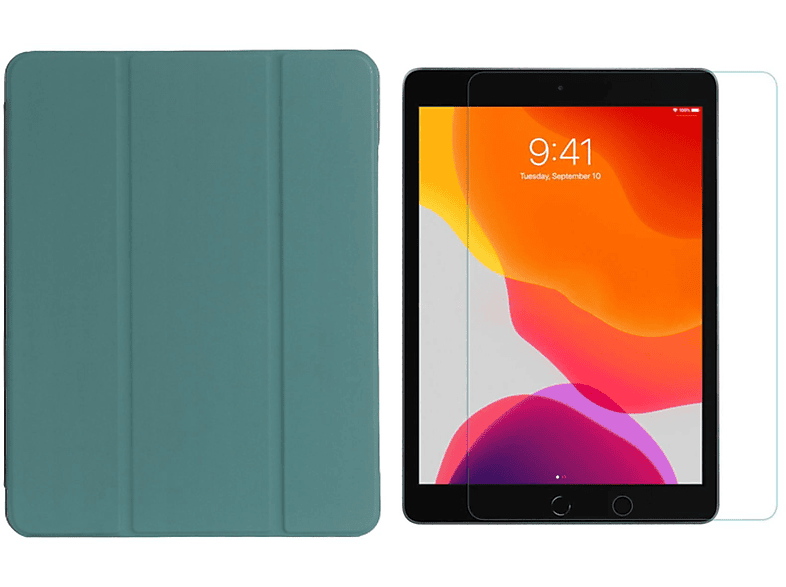 LOBWERK 2in1 Set (Schutzhülle + Schutzglas) Case Bookcover für Apple iPad Pro 10.5 Air 3 Ipad Pro 10.2 Zoll Kunststoff, Grün