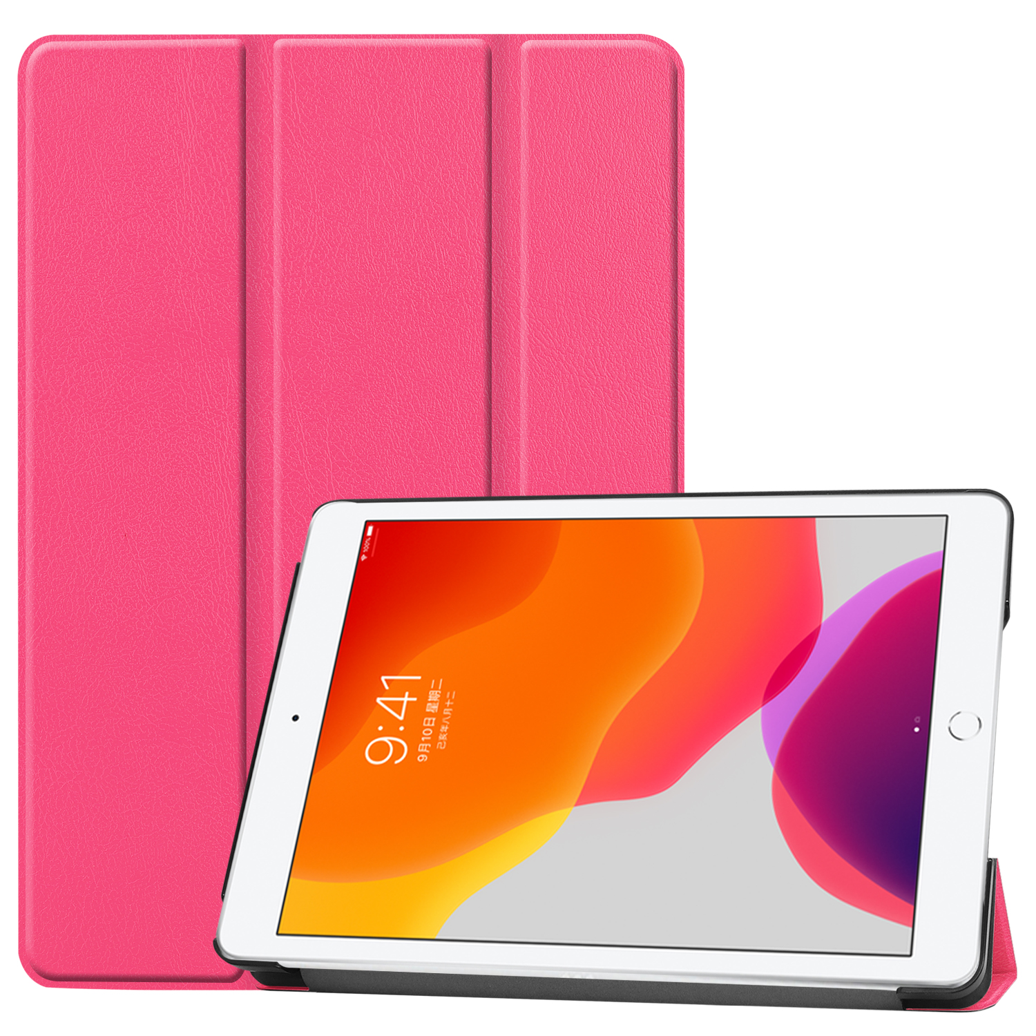 LOBWERK Hülle Schutzhülle Bookcover iPad Zoll für 2019/2020/2021 Pink Kunstleder, 10.2 Apple