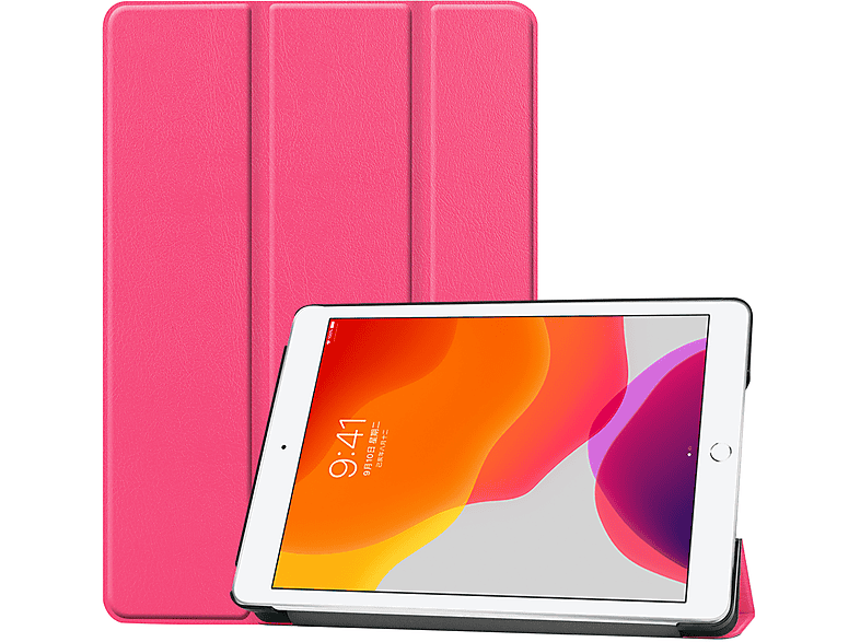 LOBWERK Hülle Schutzhülle Bookcover für Apple iPad 10.2 Zoll 2019/2020/2021 Kunstleder, Pink | Tablet Bookcover