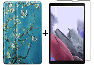 LOBWERK 2in1 Set (Schutzhülle + Schutzglas) Case Bookcover für Samsung Galaxy Tab A7 Lite 2021 SM-T220 SM-T225 8.7 Zoll Kunstleder, Mehrfarbig