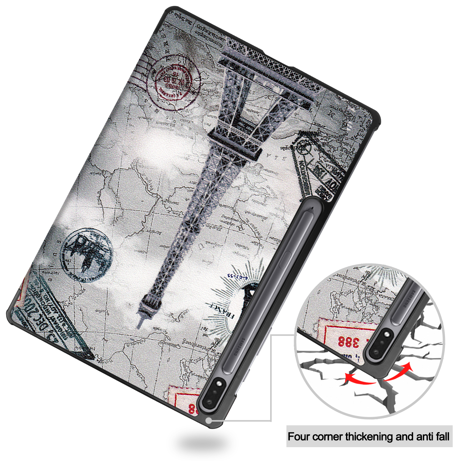 LOBWERK Hülle Zoll Galaxy Samsung Tab Kunstleder, Schutzhülle Bookcover Mehrfarbig Plus 12.4 T970 X800 S S7 T975 für