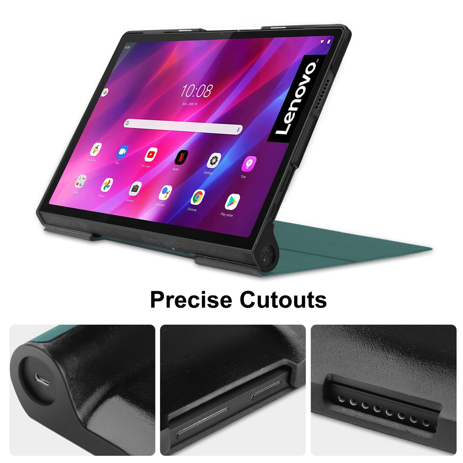 LOBWERK Hülle Schutzhülle Lenovo 2021 Grün Yoga für 11 Bookcover 11 Tab YT-J706F Zoll Kunstleder