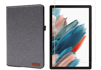 LOBWERK 2in1 Set (Schutzhülle + Schutzglas) Case Bookcover für Samsung Galaxy Tab A8 SM-X200 X205 10.5 Zoll Kunststoff, Grau