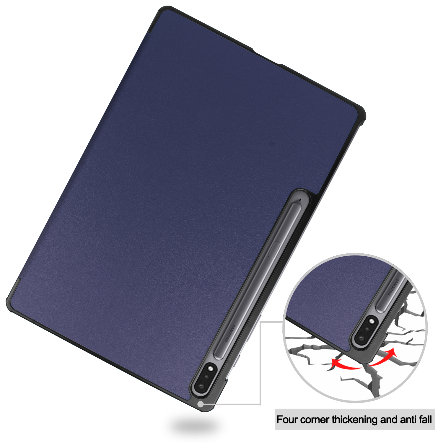 S Zoll S7 12.4 LOBWERK Plus Galaxy Samsung Bookcover Kunstleder, Hülle Blau Schutzhülle für Tab X800 T975 T970