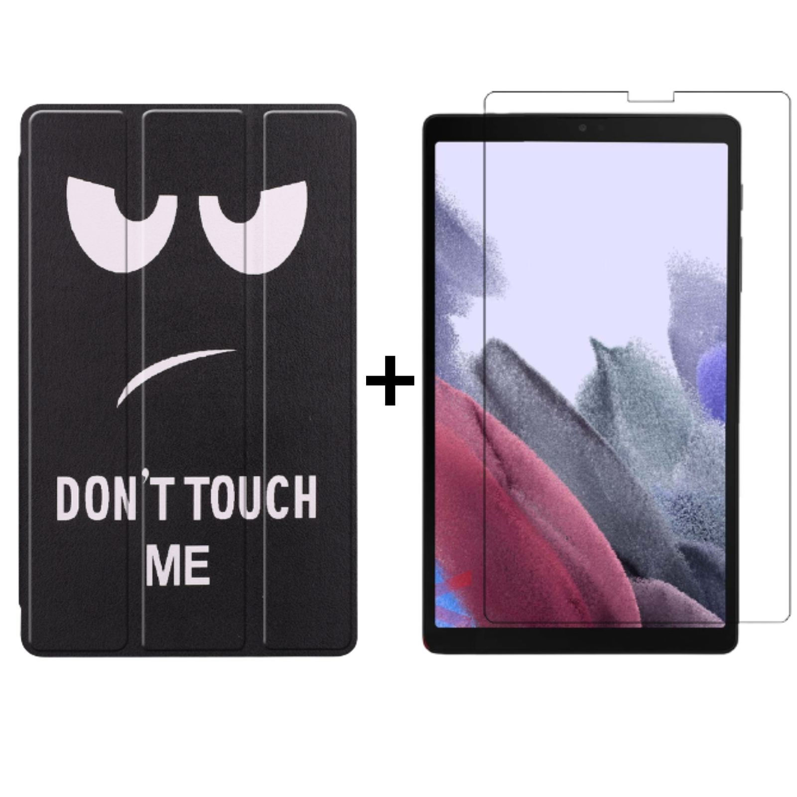 LOBWERK 2in1 Set (Schutzhülle 8.7 A7 Schutzglas) Case SM-T220 Lite 2021 Kunstleder, SM-T225 Galaxy Tab Bookcover Samsung + Zoll für Mehrfarbig