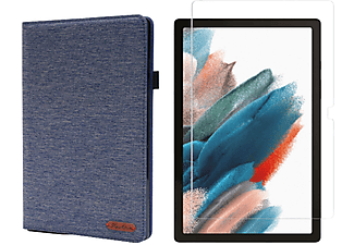 LOBWERK 2in1 Set (Schutzhülle + Schutzglas) Case Bookcover für Samsung Galaxy Tab A8 SM-X200 X205 10.5 Zoll Kunststoff, Blau
