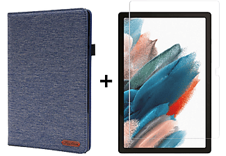 LOBWERK 2in1 Set (Schutzhülle + Schutzglas) Case Bookcover für Samsung Galaxy Tab A8 SM-X200 X205 10.5 Zoll Kunststoff, Blau