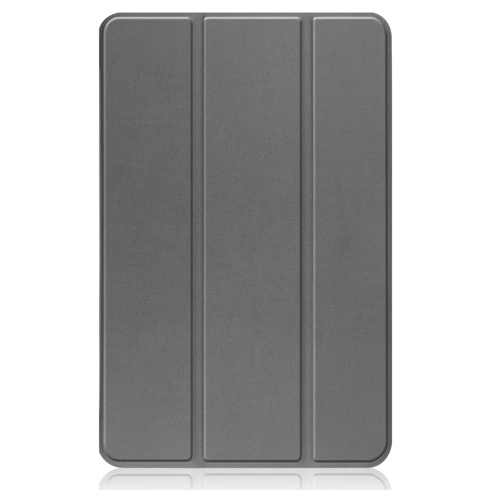 Graue Tablet-Hülle, geschlossen, mit drei vertikalen Paneelen.