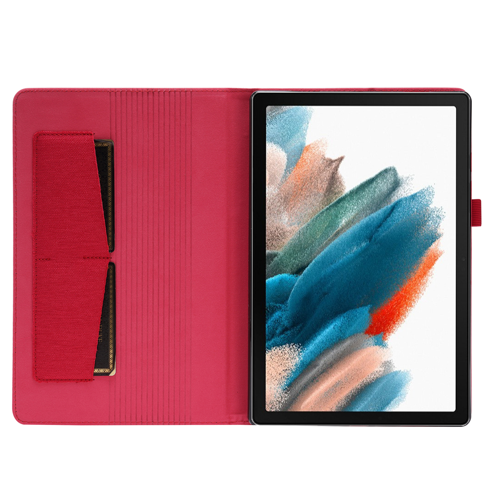für SM-X200 Hülle Bookcover Tab X205 Samsung LOBWERK Schutzhülle Galaxy Kunststoff, A8 Rot