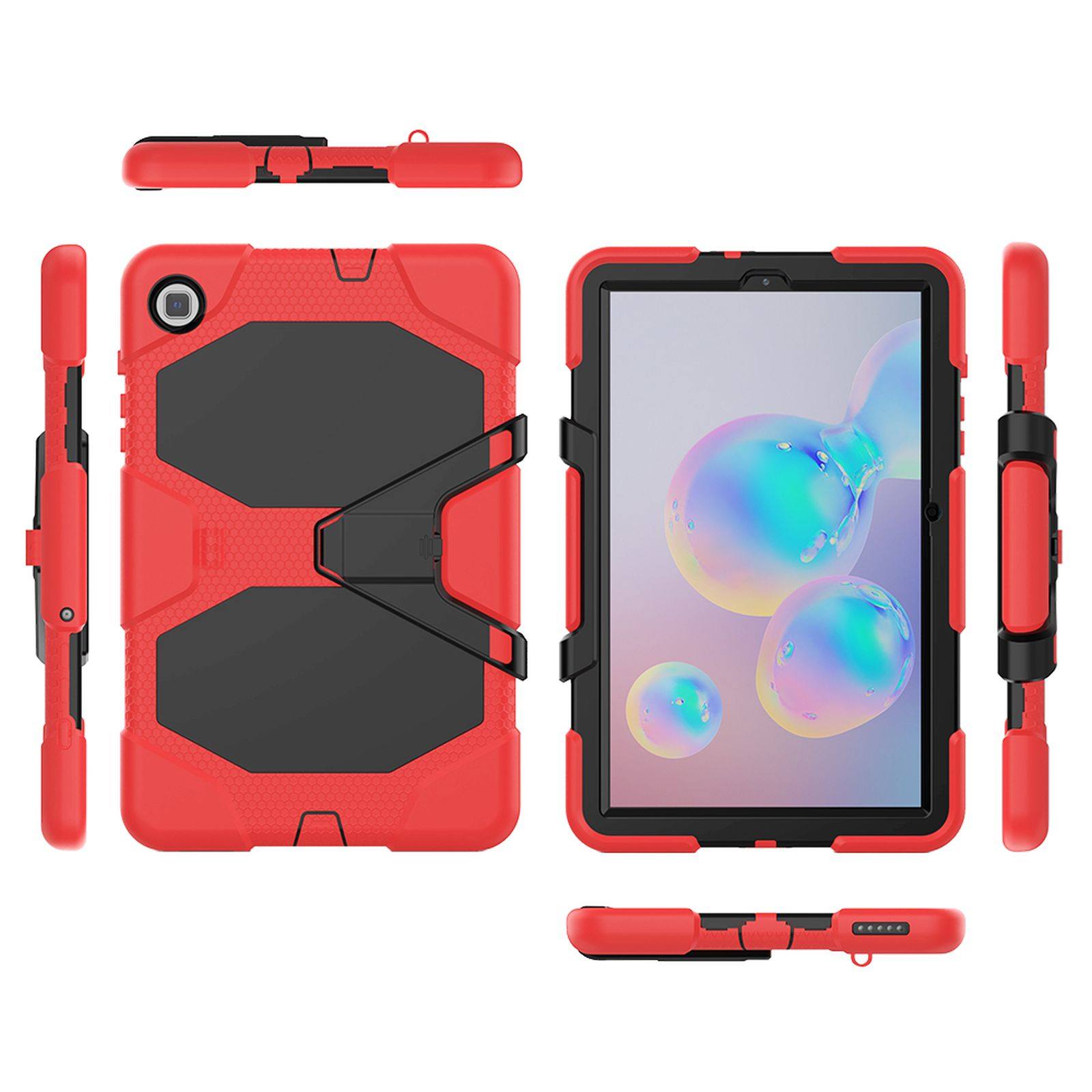 LOBWERK 3in1 Schutzhülle Case Bookcover Tab Galaxy Samsung Rot Kunststoff, für SM-P615 S6 SM-P610 10.4 Lite