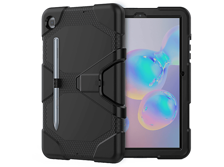 LOBWERK 3in1 Outdoor Schutzhülle Case Bookcover für Samsung Galaxy Tab S6 Lite SM-P610 SM-P615 10.4 Kunststoff, Schwarz