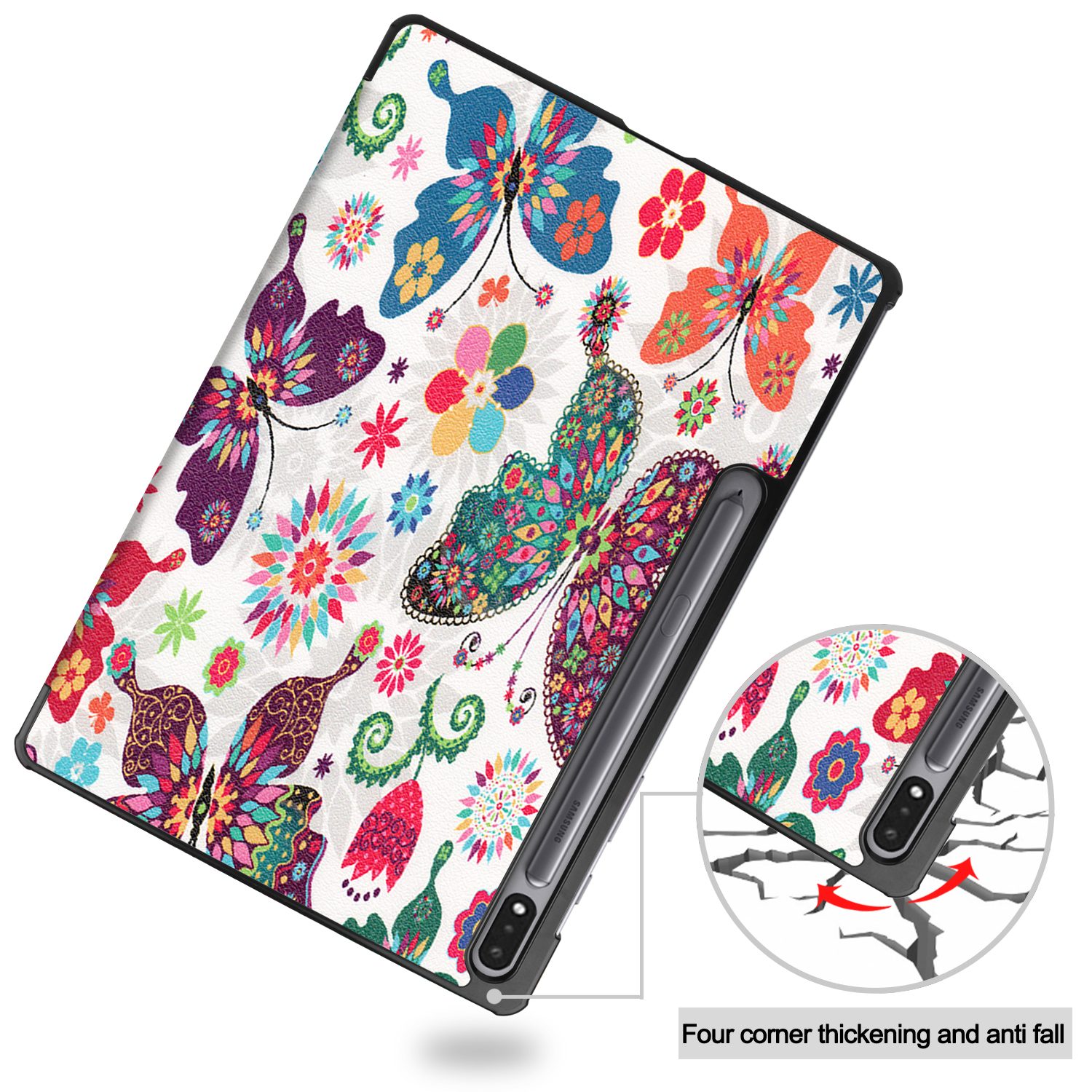für LOBWERK Samsung Galaxy S Mehrfarbig Bookcover Kunstleder, Plus T975 Schutzhülle Tab T970 X800 Zoll 12.4 S7 Hülle