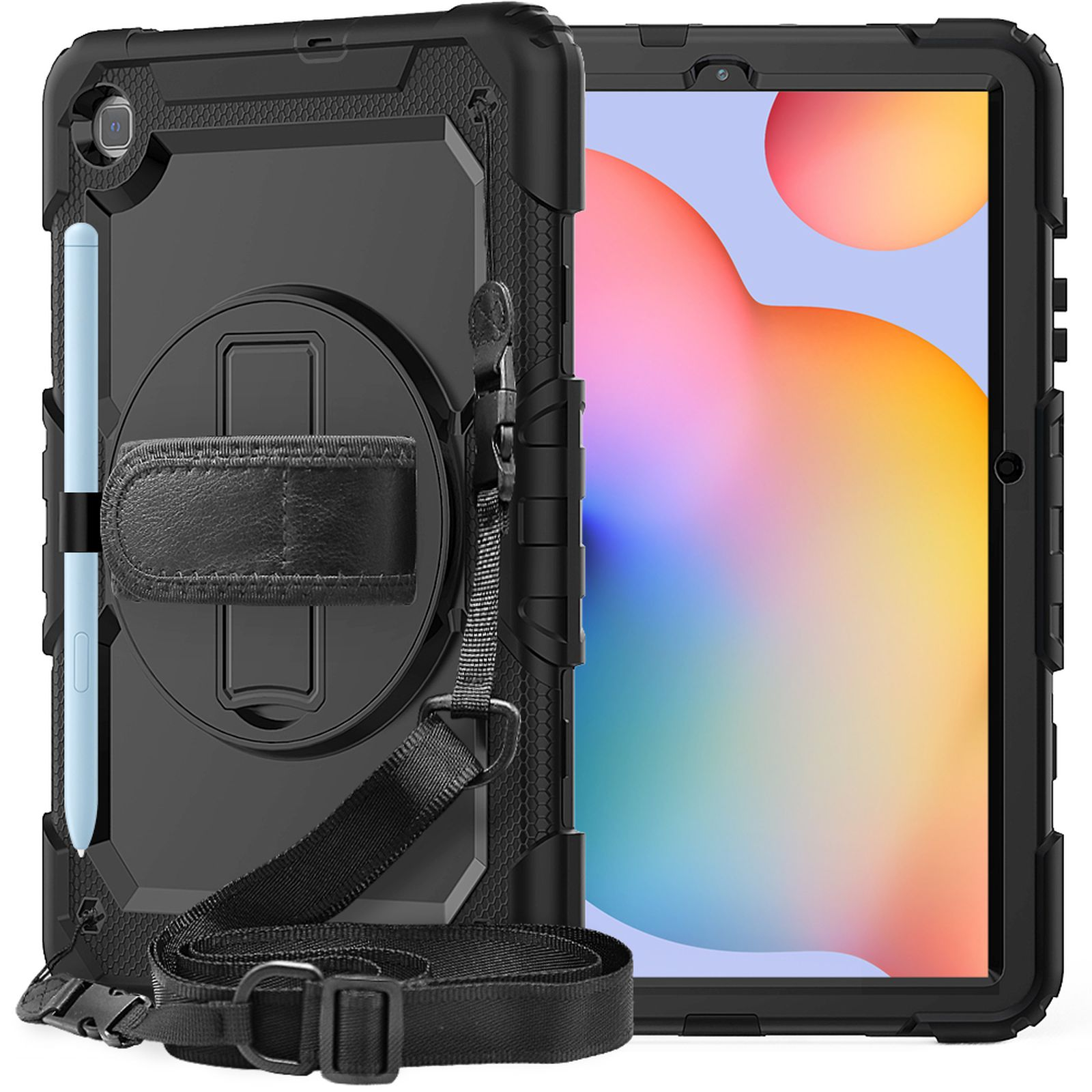 10.4 Schwarz SM-P610 LOBWERK Kunststoff, SM-P615 Galaxy Tab 4in1 Bookcover Schutzhülle Lite S6 Samsung für Case