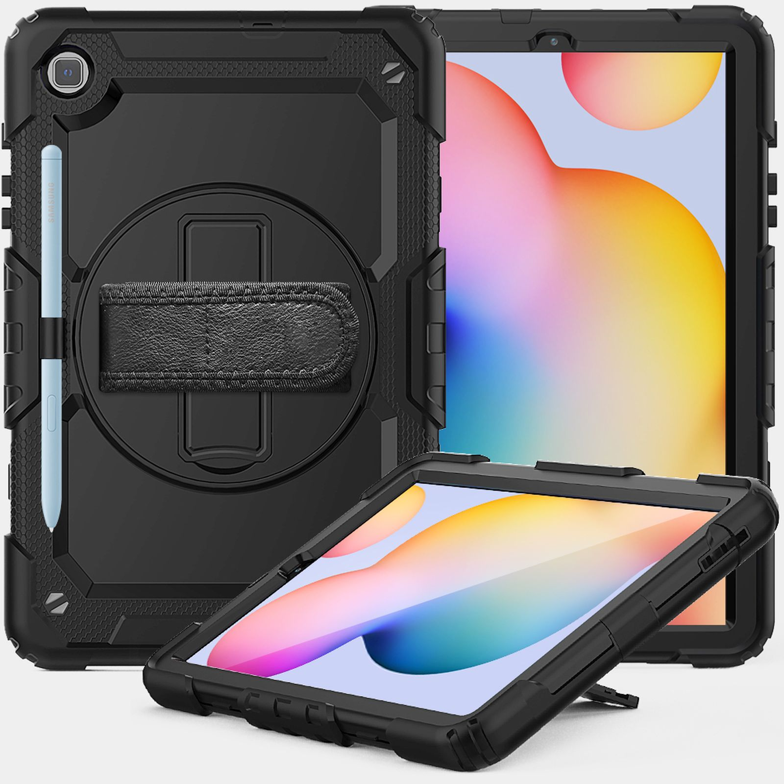 10.4 Schwarz SM-P610 LOBWERK Kunststoff, SM-P615 Galaxy Tab 4in1 Bookcover Schutzhülle Lite S6 Samsung für Case