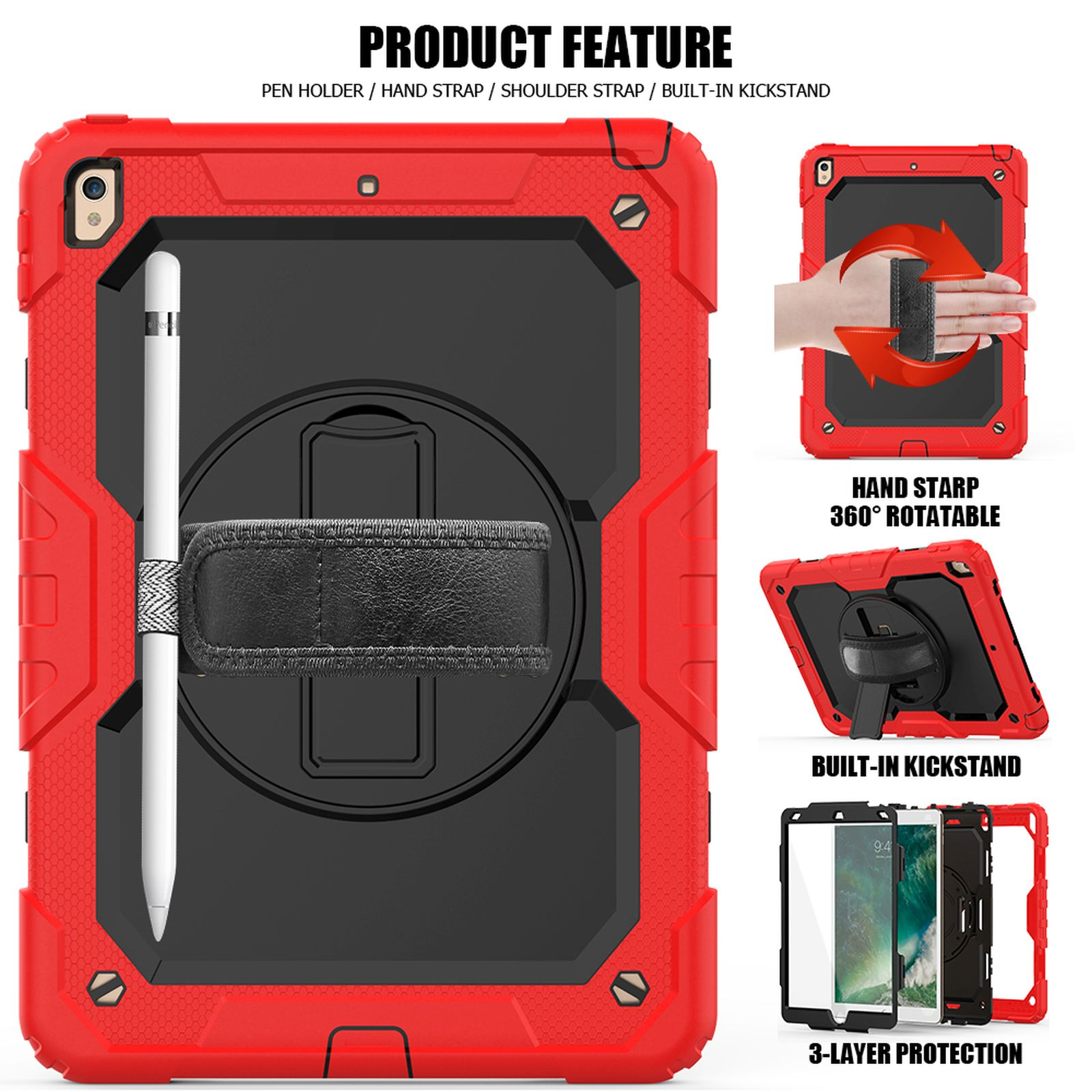 LOBWERK 4in1 Schutzhülle Air Bookcover (3rd Zoll Pro 10.5 Apple für / Case 3 Generation) Rot Kunststoff, Ipad 10.5