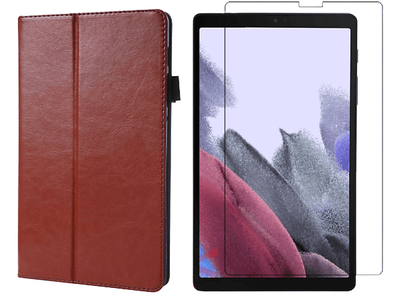 Lite 8.7 Schutzglas) (Schutzhülle Galaxy Case für Kunstleder, Bookcover 2in1 Set Samsung Zoll + T220 Tab LOBWERK A7 Braun T225