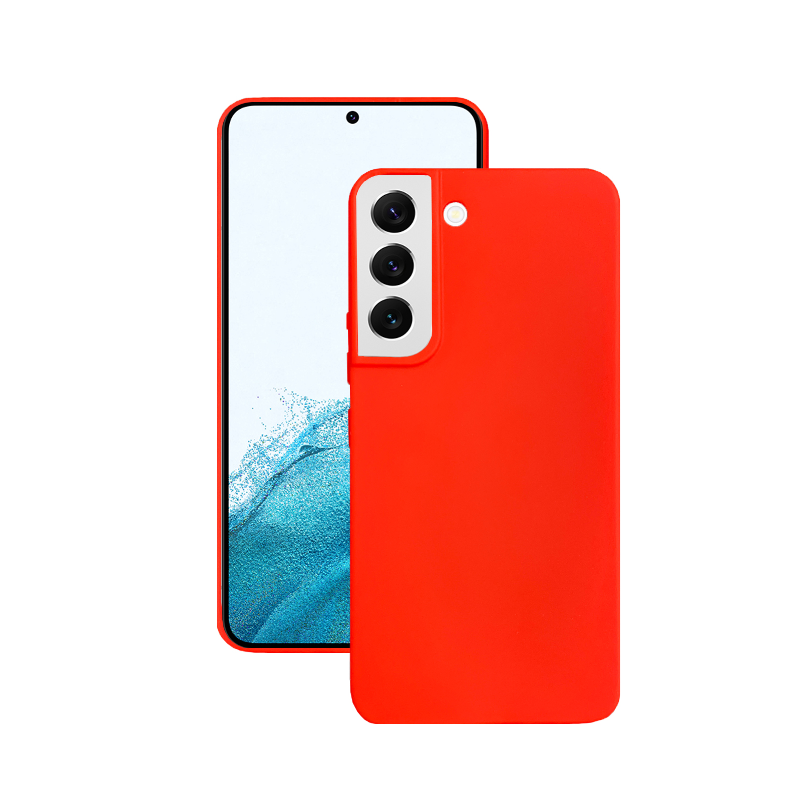 Zwei Telefone, eine rote Hülle auf einem Telefon, und das andere Telefon wird angezeigt.