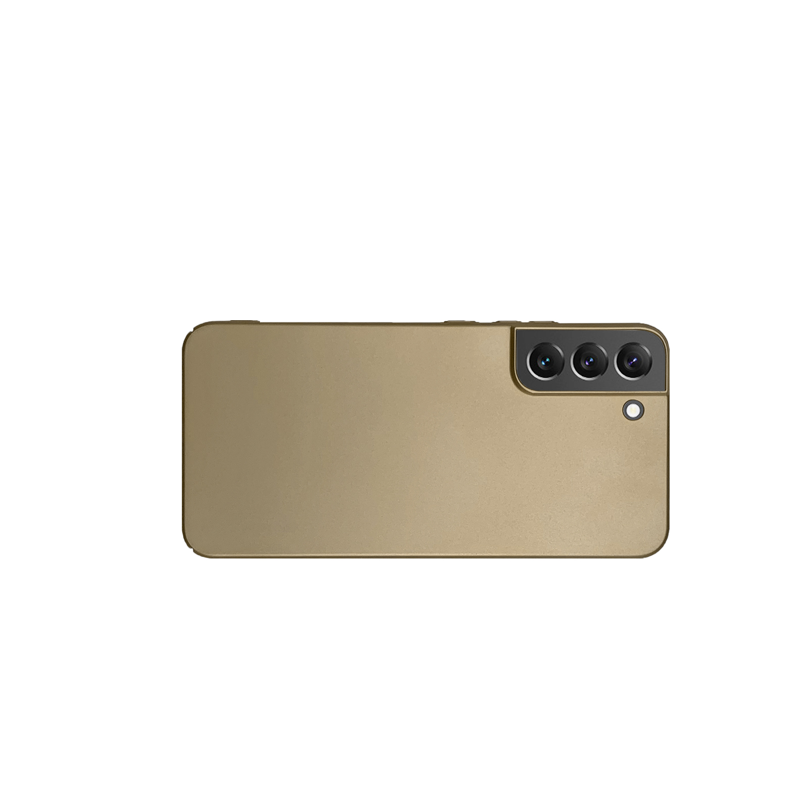 Eine goldfarbene Telefonhülle mit Kameramodul.