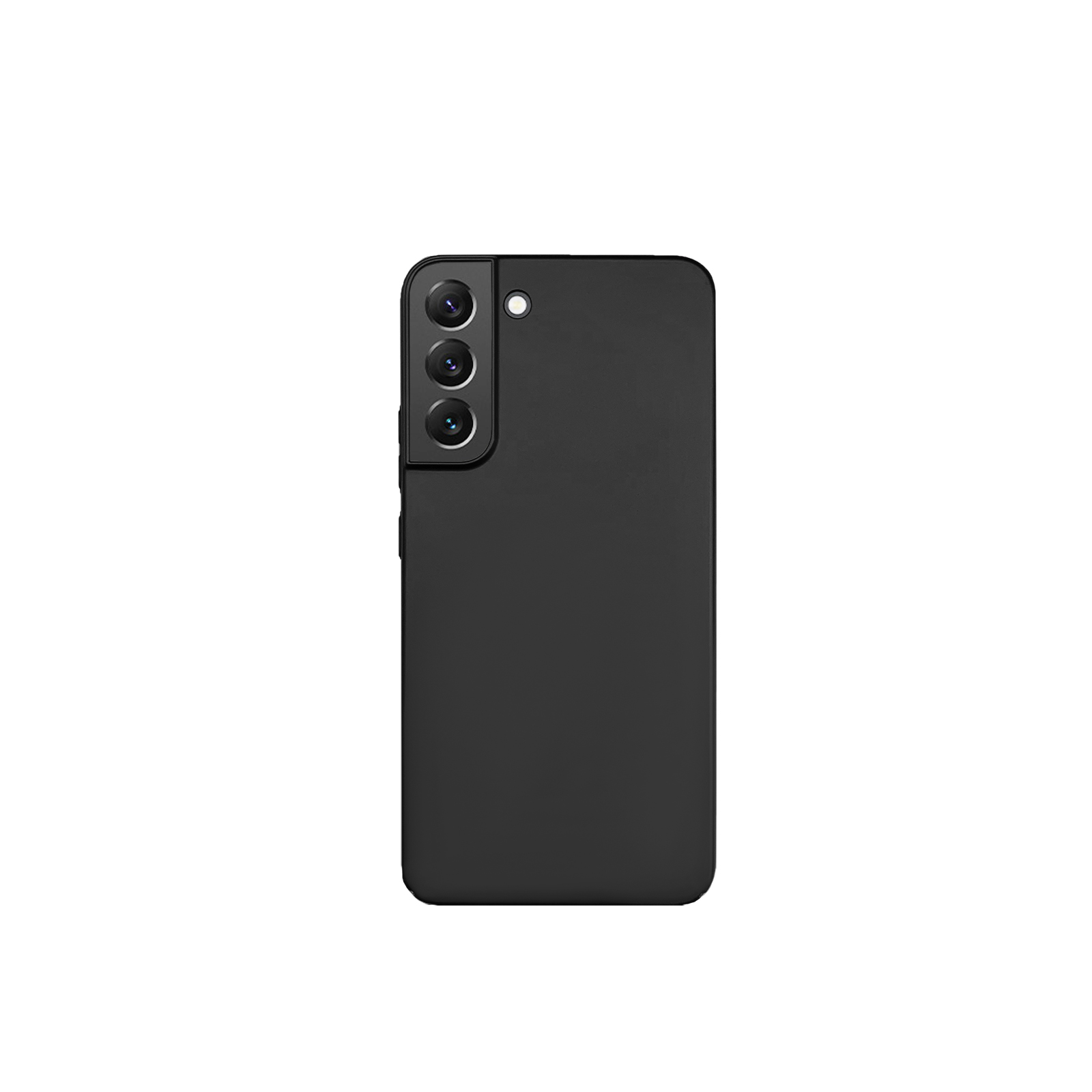 Schwarzes Smartphone, Rückansicht. Dreifache Kameraanordnung oben links.