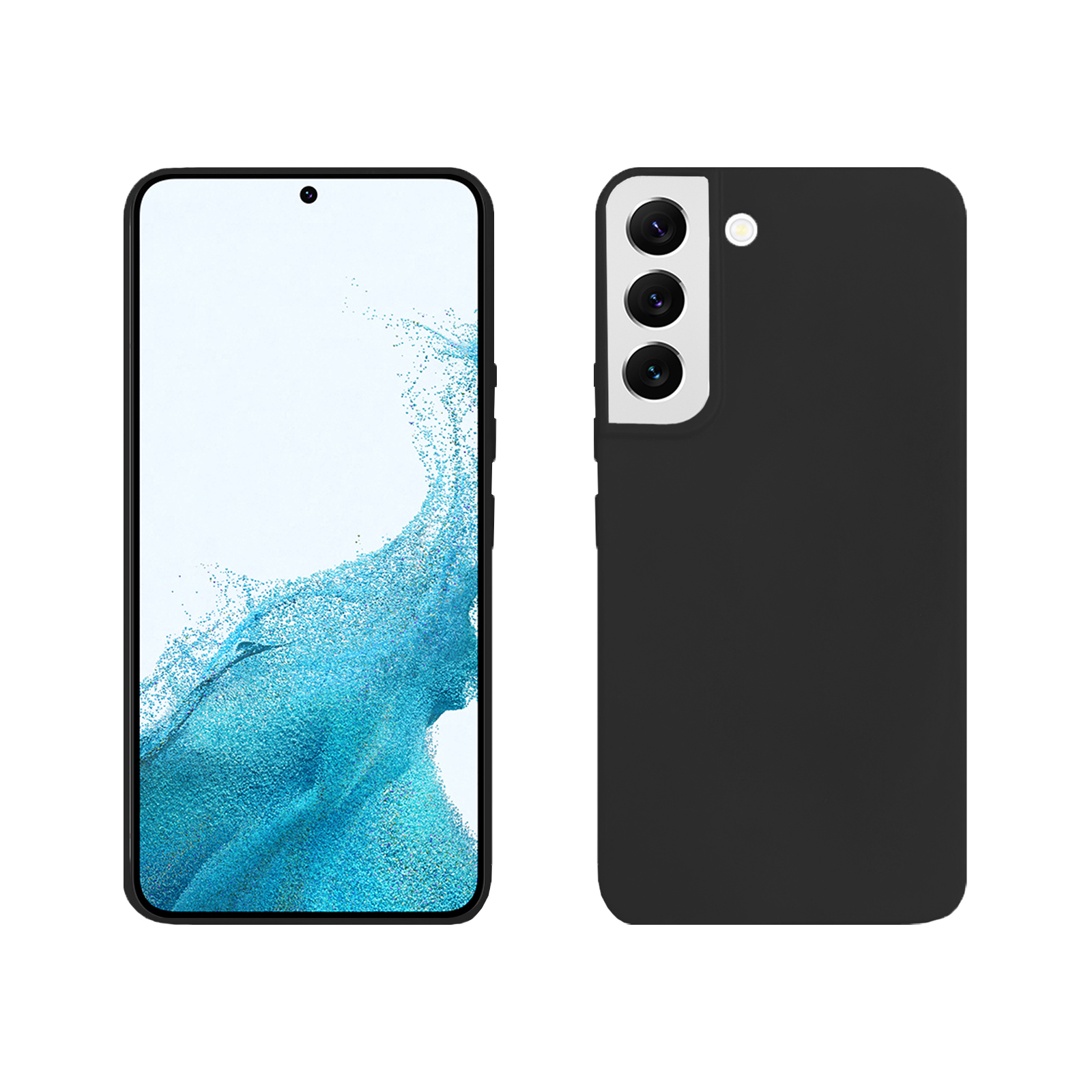 Zwei Smartphones. Eines zeigt den Bildschirm, das andere hat Kameras auf der Rückseite.