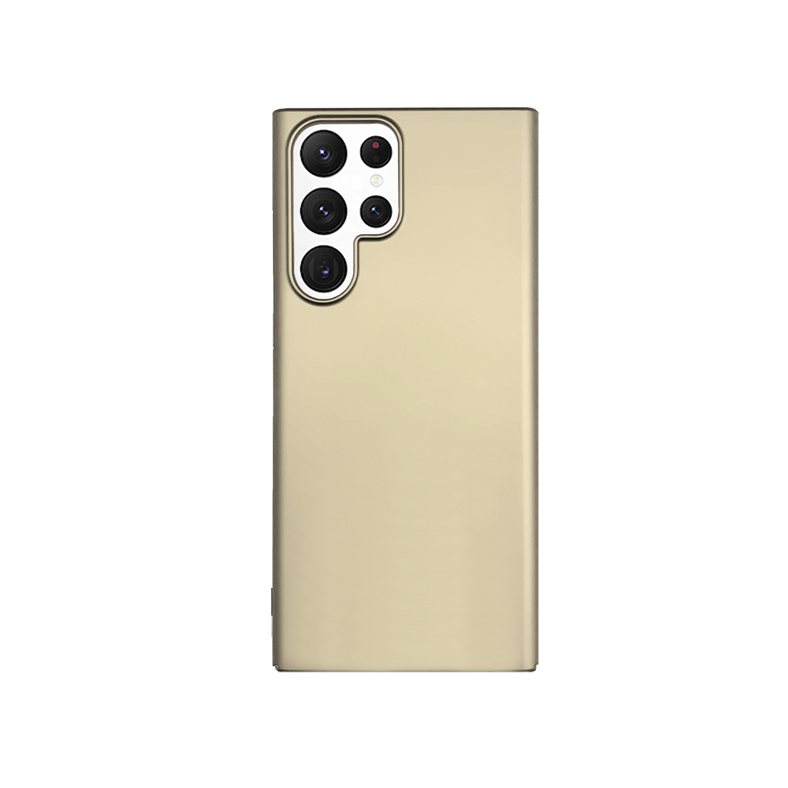 Goldfarbene Handyhülle mit mehreren Kameras auf der Rückseite.