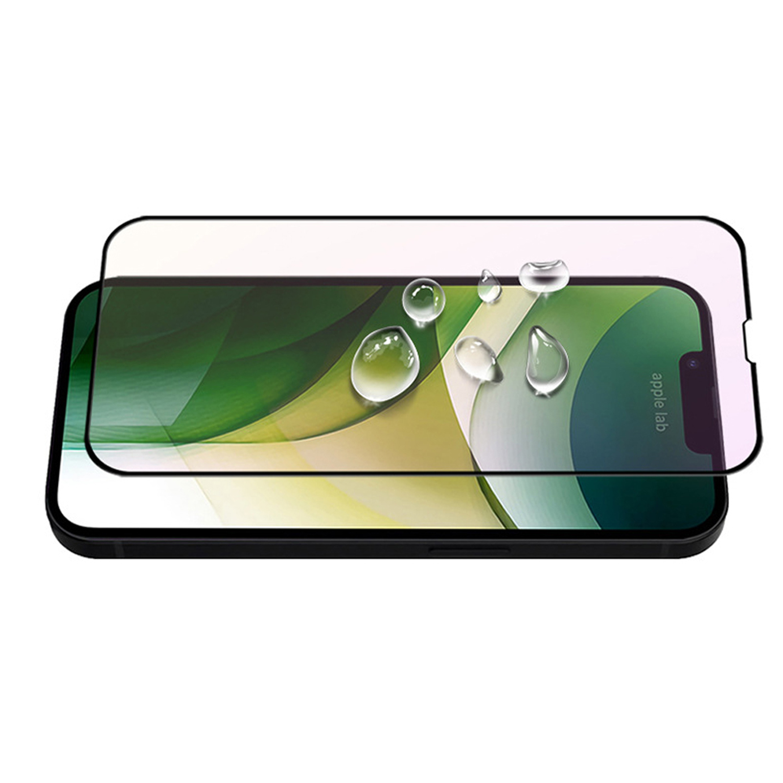 Smartphone mit Displayschutz und Wassertropfen.
