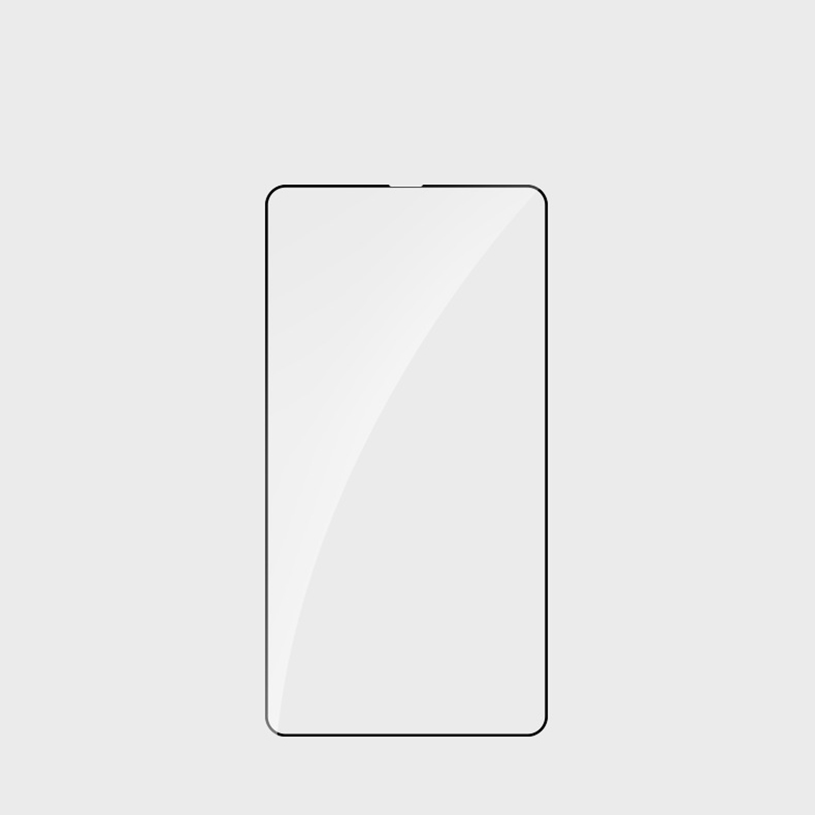 Rechteckiger, klarer Displayschutz für ein Telefon, mit hellem, weißem Hintergrund.