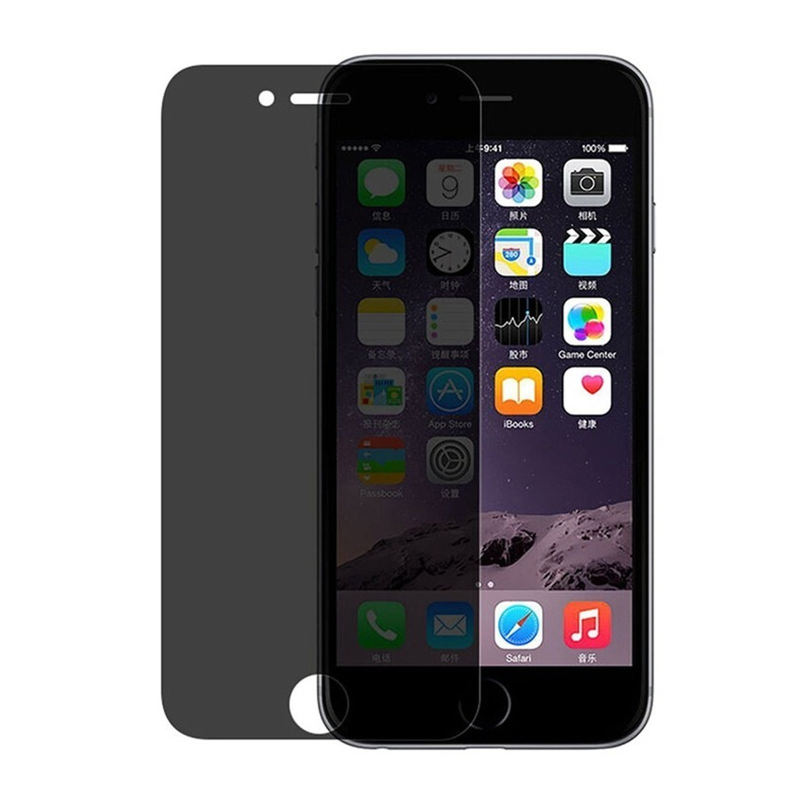 iPhone mit Displayschutz. Der Bildschirm zeigt die App-Symbole. Der Hintergrund ist weiß.