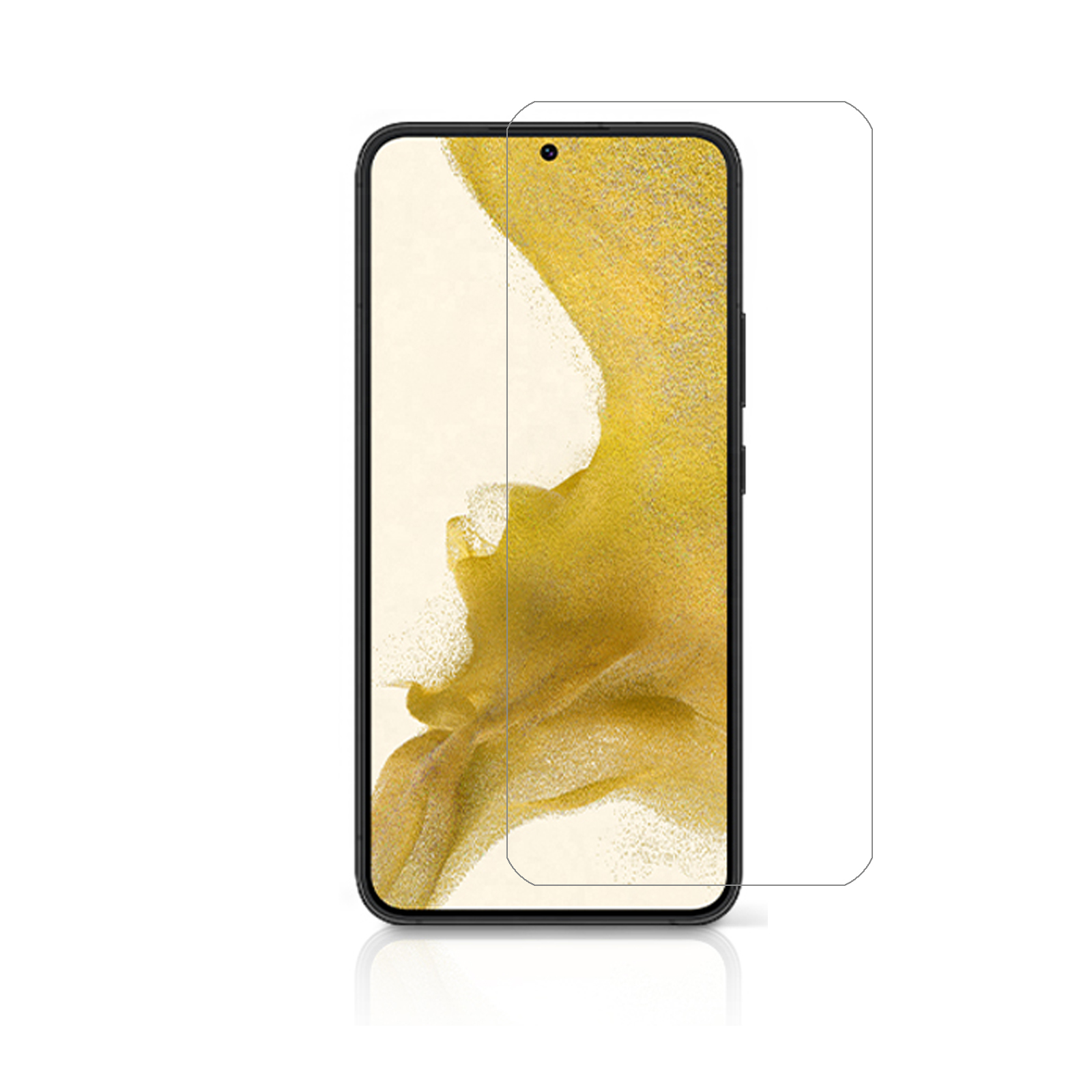 Smartphone mit angebrachter Displayschutzfolie. Klare, schützende Folie.