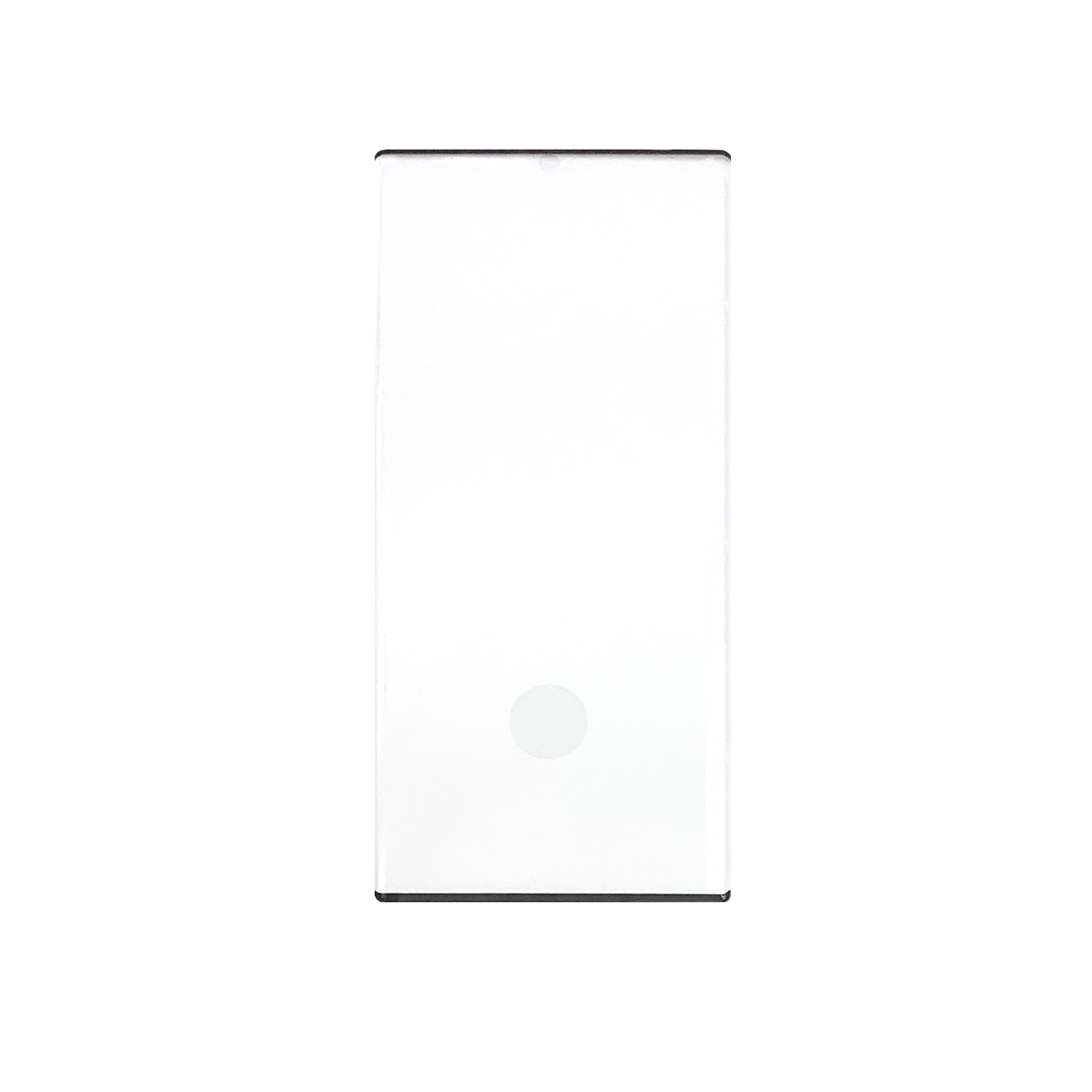 Ein klarer Displayschutz für ein Telefon, auf weißem Hintergrund.