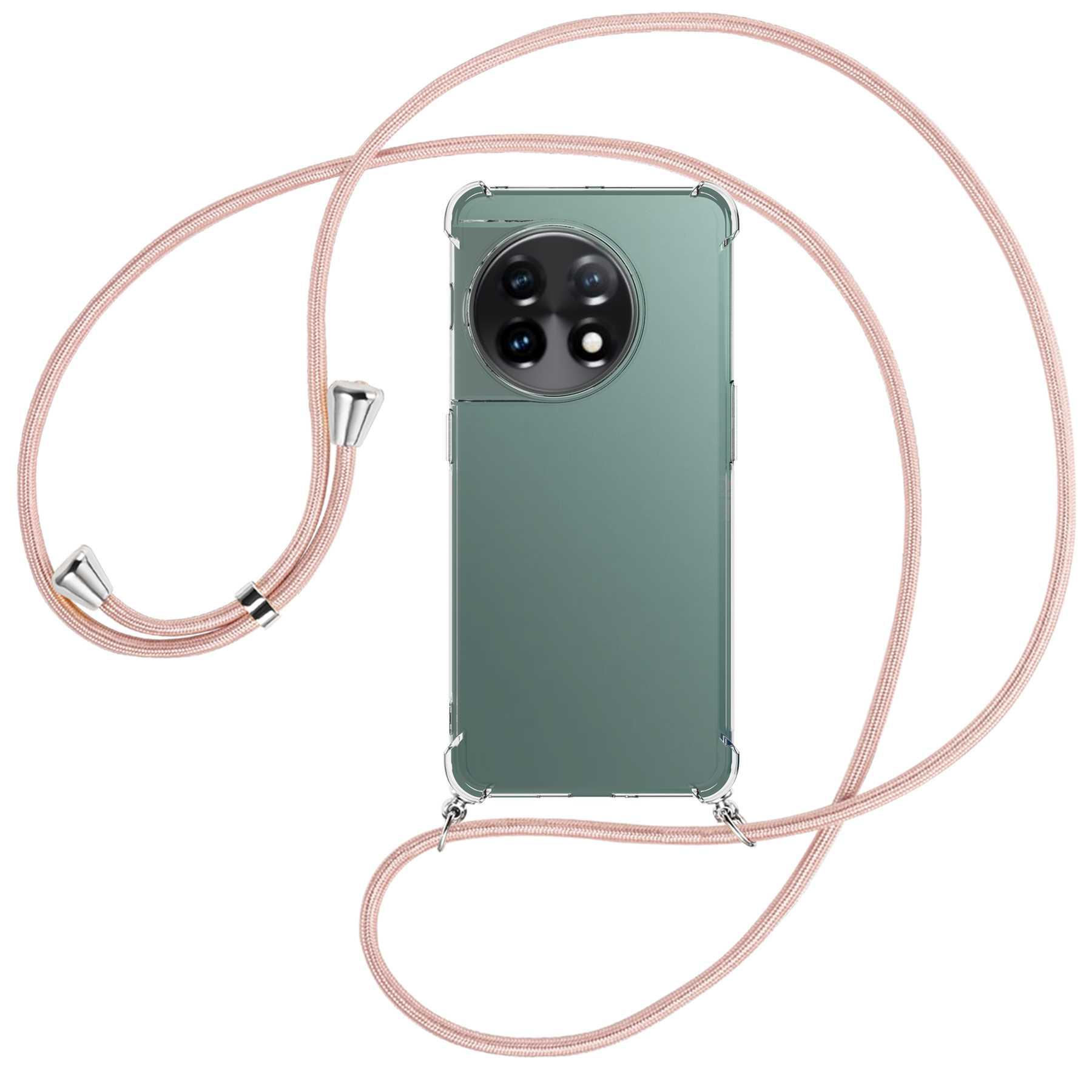 MTB MORE silber 11, mit OnePlus, Rosegold / ENERGY Kordel, Umhänge-Hülle Backcover