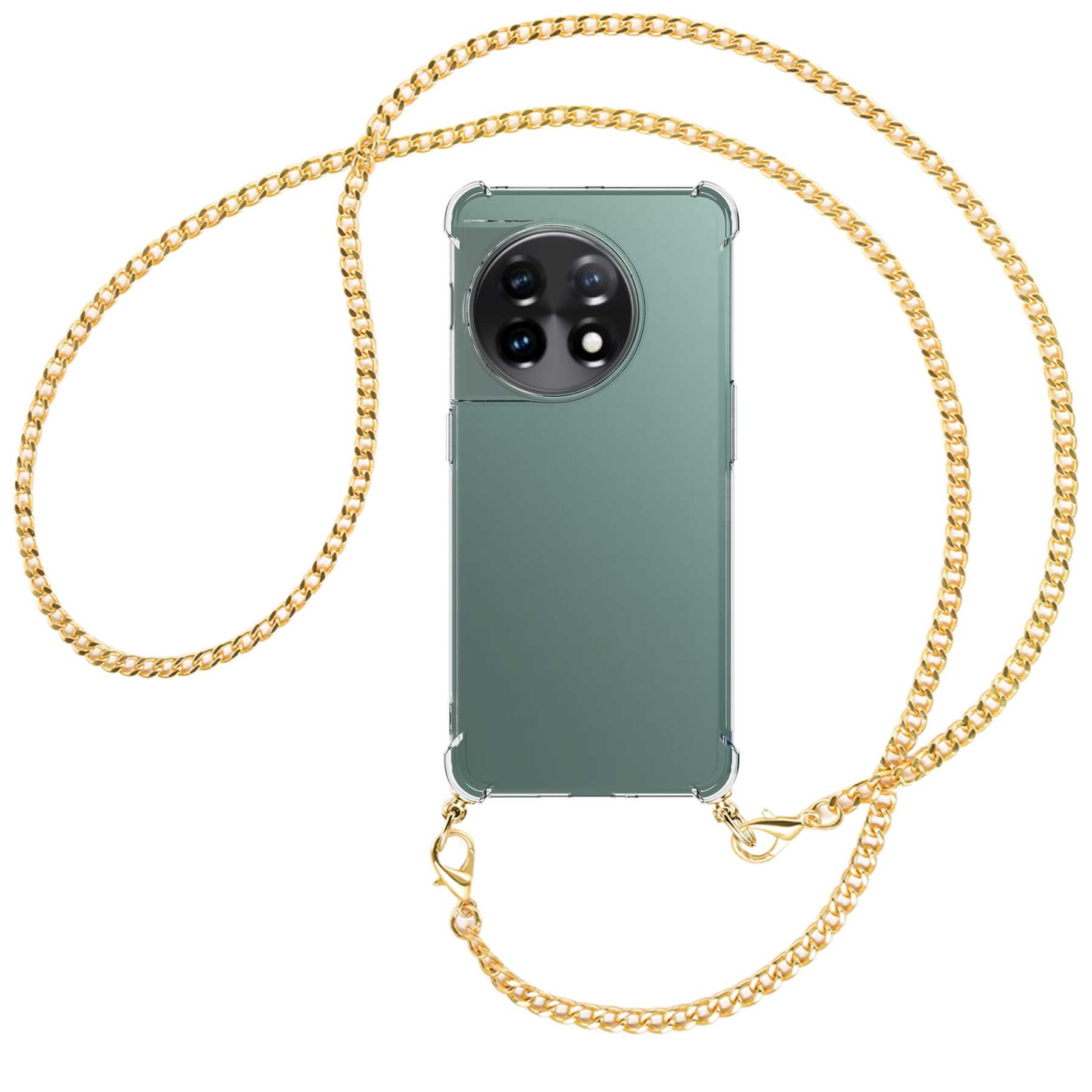 11, ENERGY Metallkette, MORE (gold) OnePlus, Umhänge-Hülle MTB Kette mit Backcover,