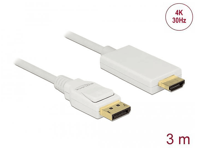 DELOCK 83819 Display Port - Kabel, Weiß | Displayport Kabel