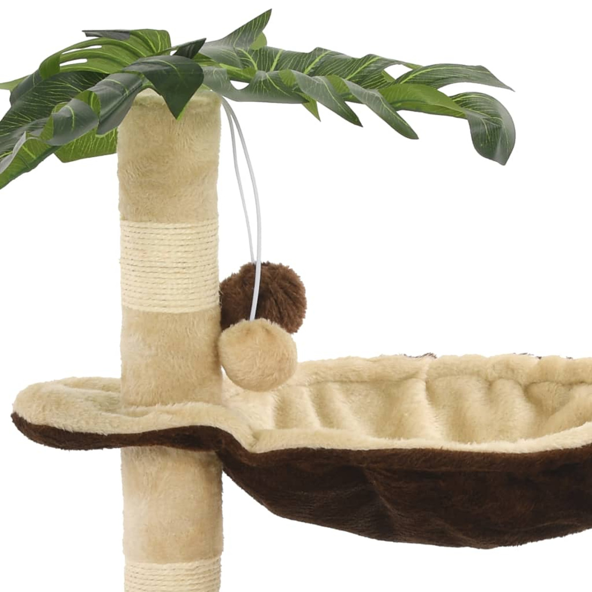 Katzenbaum mit Hängematte, Kratzbaum und Blattdekoration.