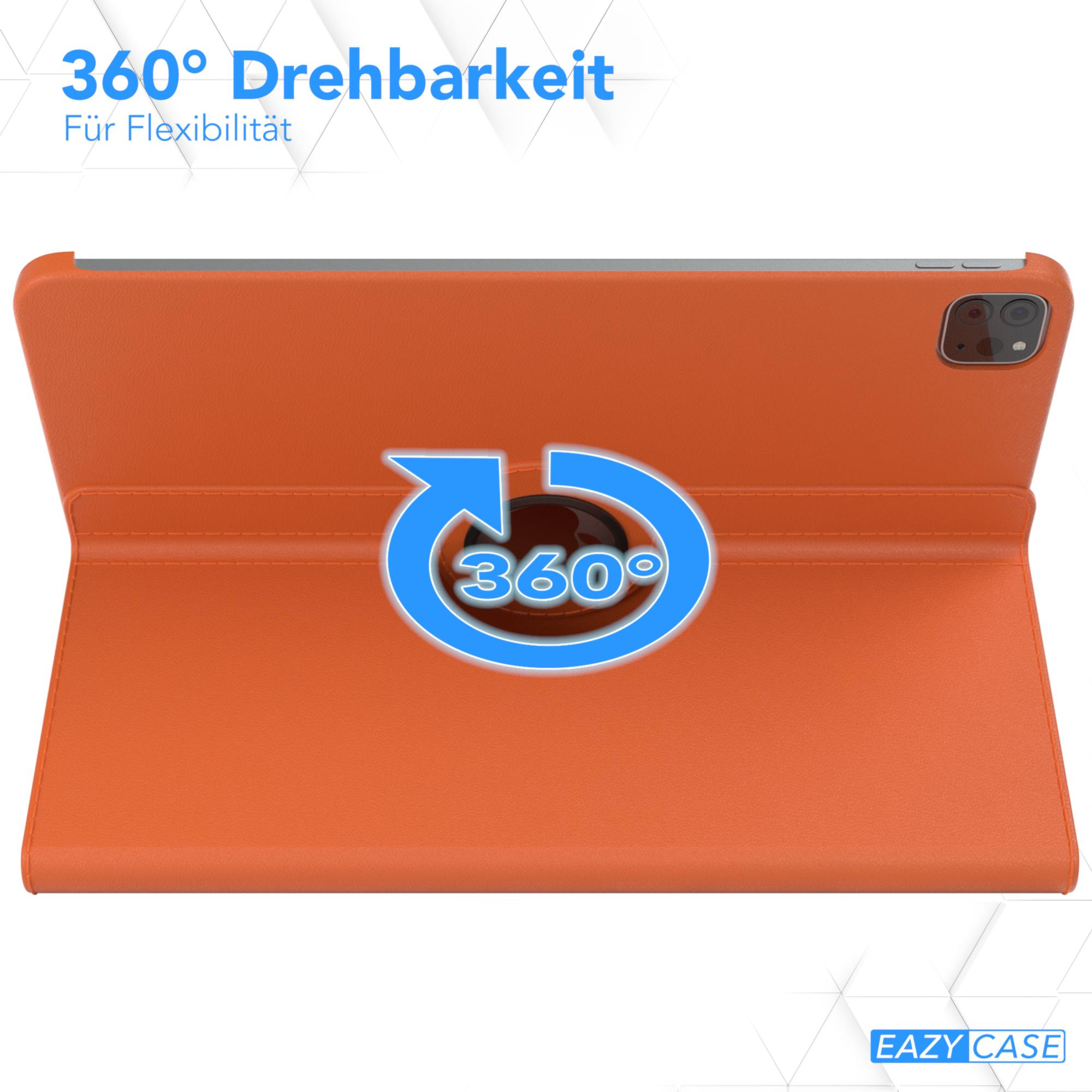 Orangefarbene Tablethülle, zeigt 360-Grad-Drehung. Text: 360° Drehbarkeit. Weißer Hintergrund.