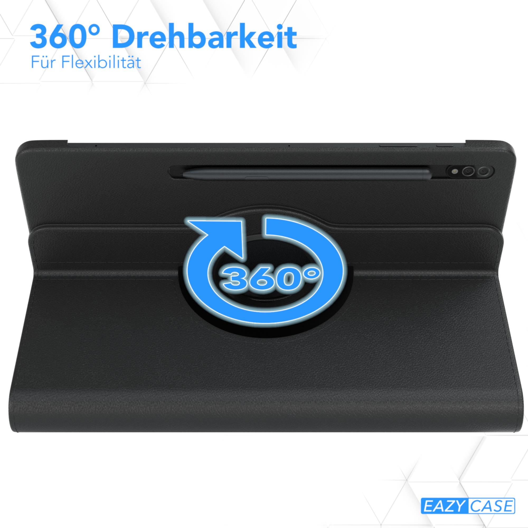 Schwarzes Tablet in schwarzer Hülle mit Stift.