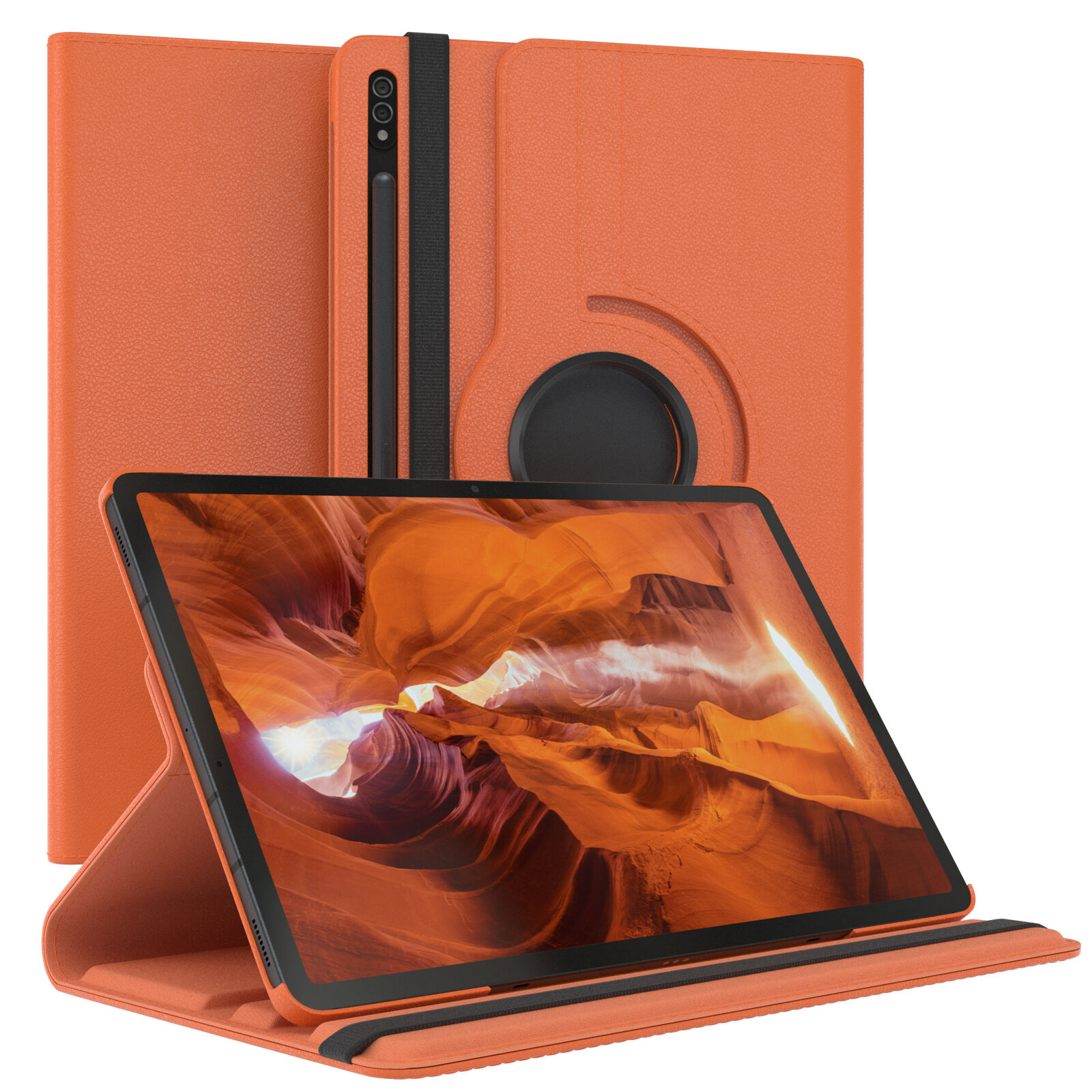 EAZY CASE 5G Plus Galaxy Schutzhülle Orange Tab Samsung Tablethülle Kunstleder, Rotationcase 12.4\