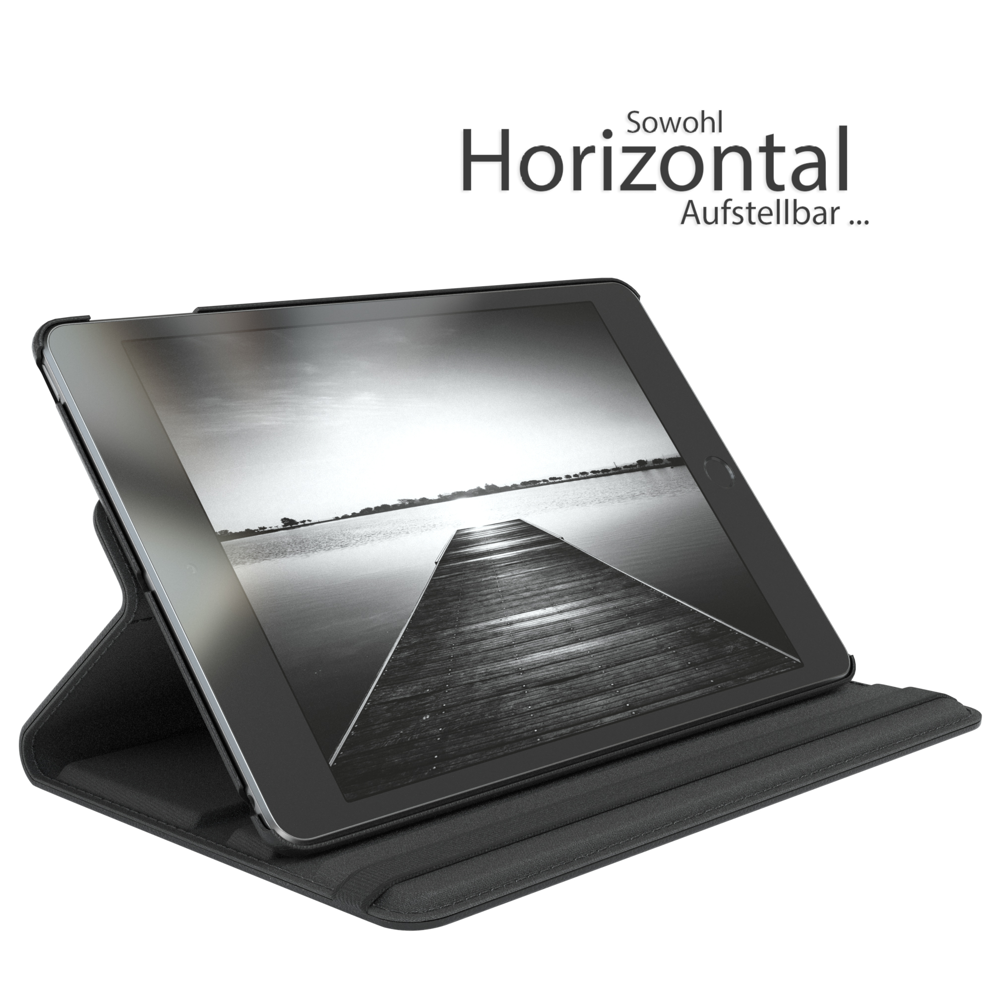 EAZY CASE Schutzhülle Rotationcase Bookcover 5 Schwarz Kunstleder, iPad Tablethülle für 2019 Mini Apple 7.9