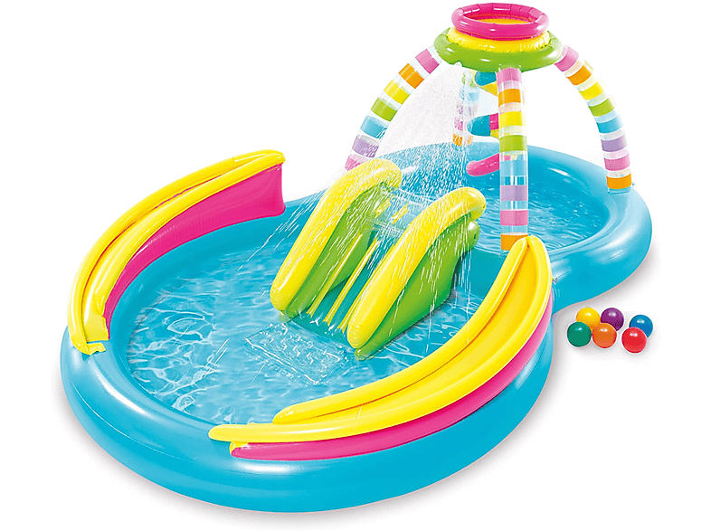 INTEX Rainbow mehrfarbig Playcenter - Funnel - 56137NP Planschbecken, (295x191x109cm)