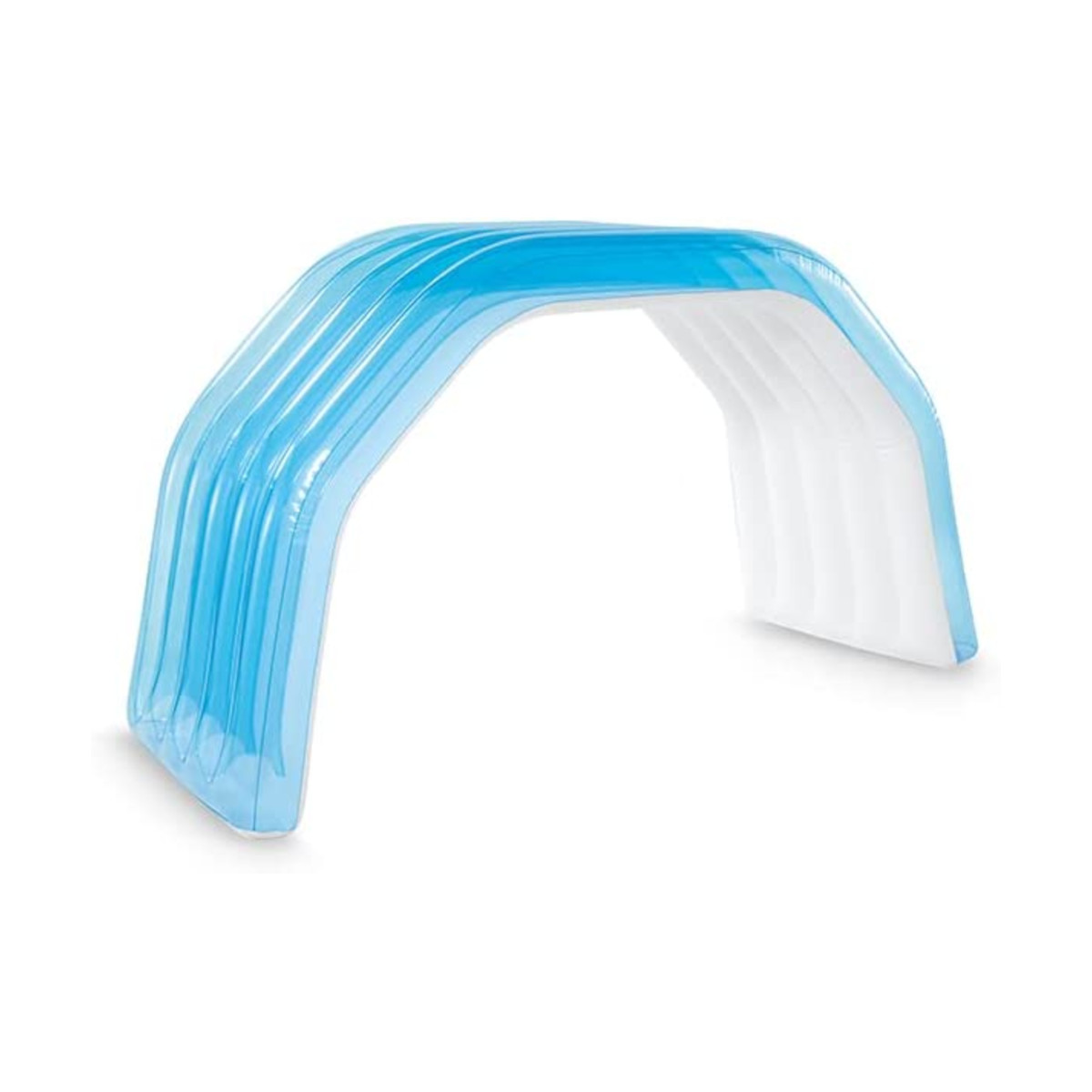 Aufblasbarer Torbogen, blau und weiß, für einen Pool. Gewölbtes Design.