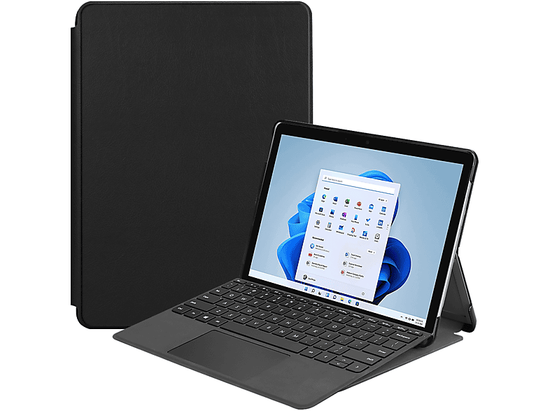 LOBWERK Hülle Schutzhülle Bookcover für Microsoft Surface 8 Pro 13 Zoll Kunstleder, Schwarz