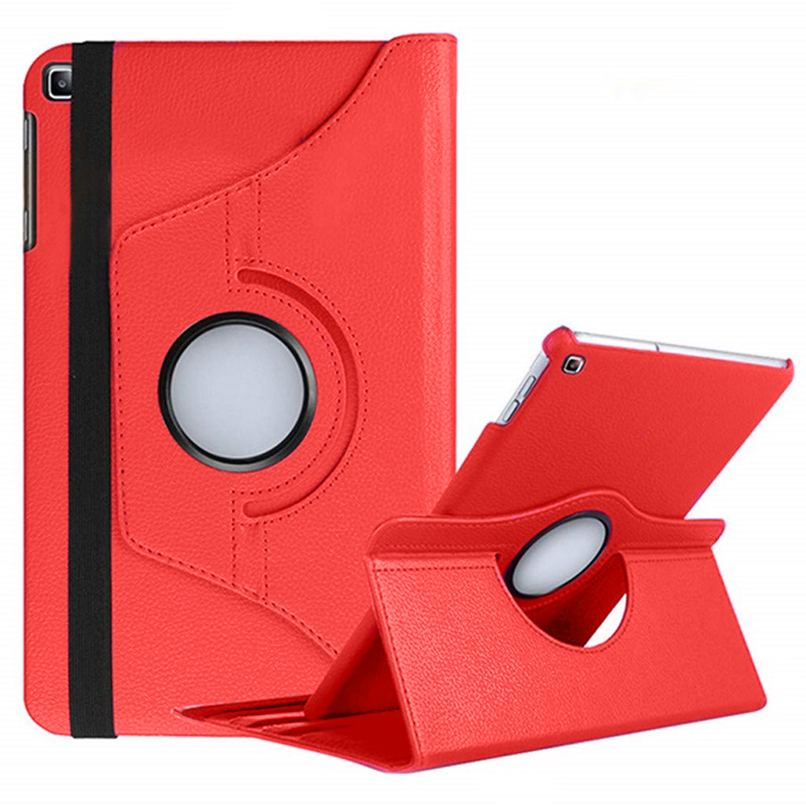 LOBWERK 2in1 Set (Schutzhülle Case Bookcover + für Galaxy Schutzglas) Samsung S5e Rot Tab Zoll SM-T725 SM-T720 Kunstleder, 10.5