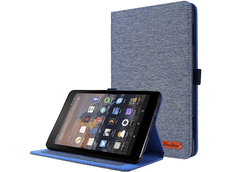 LOBWERK Hülle Schutzhülle Bookcover für Amazon Fire 10 / 10 Plus 11. Generation 2021 10.1 Zoll Kunststoff, Blau