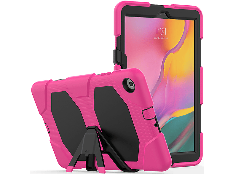 SM-T510 (Schutzhülle Tab Folie LOBWERK Case Standfunktion) Kunststoff, 10.1 Set 3in1 + A für + Samsung Galaxy Zoll Pink Bookcover T515