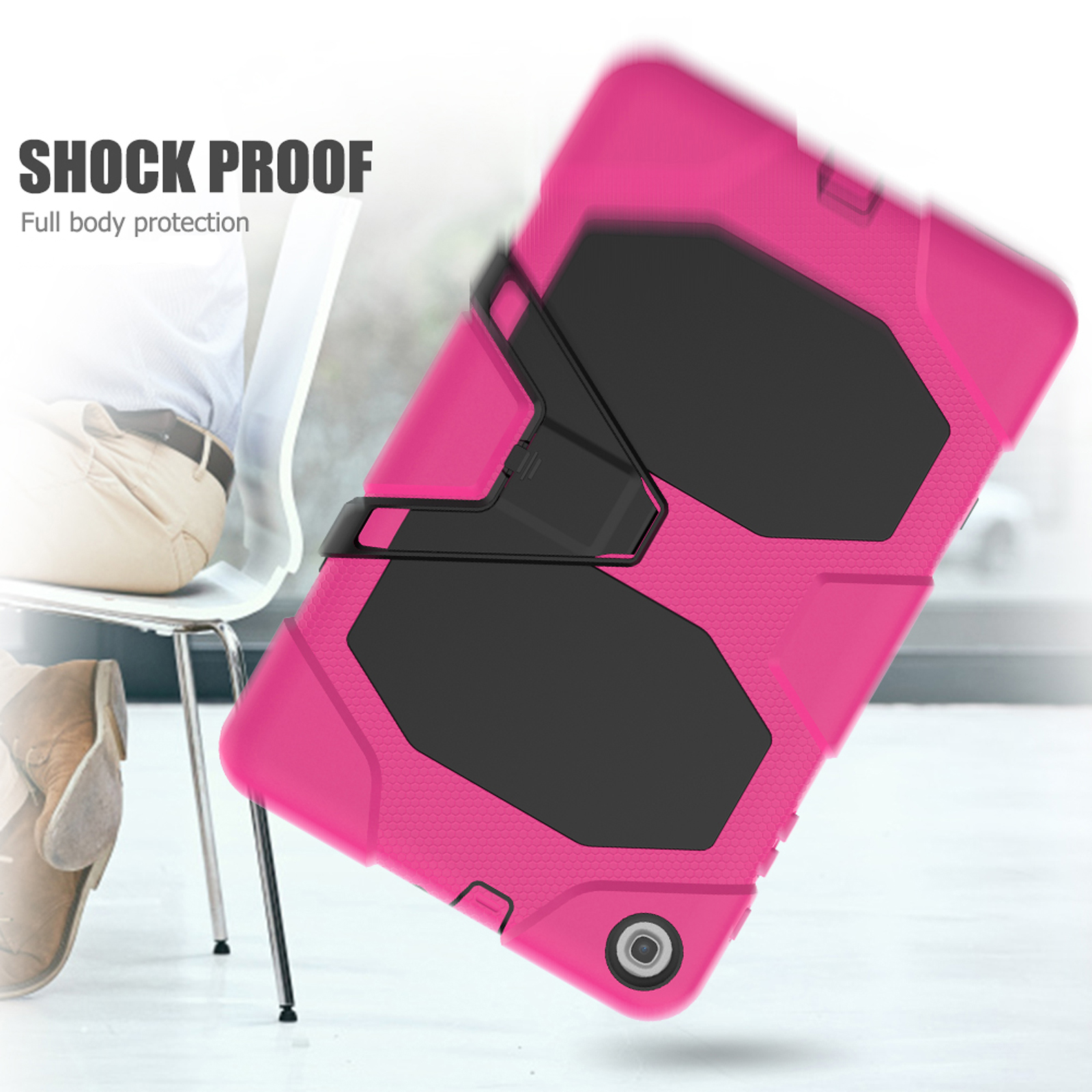SM-T510 (Schutzhülle Tab Folie LOBWERK Case Standfunktion) Kunststoff, 10.1 Set 3in1 + A für + Samsung Galaxy Zoll Pink Bookcover T515