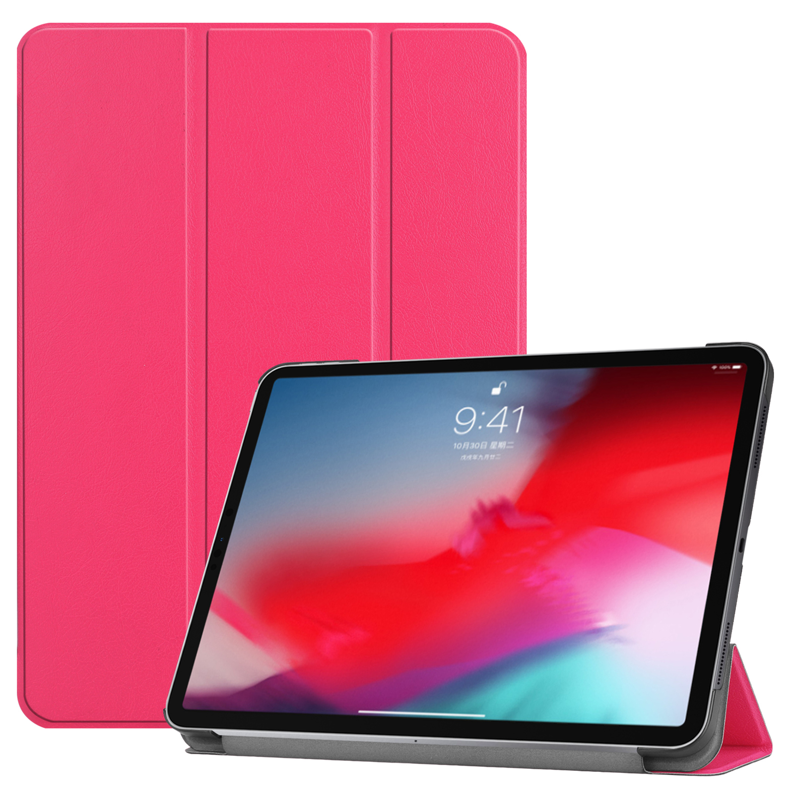 LOBWERK Hülle Schutzhülle Apple 2018 Pro Kunstleder, 11 Bookcover iPad 11 Zoll für Pink