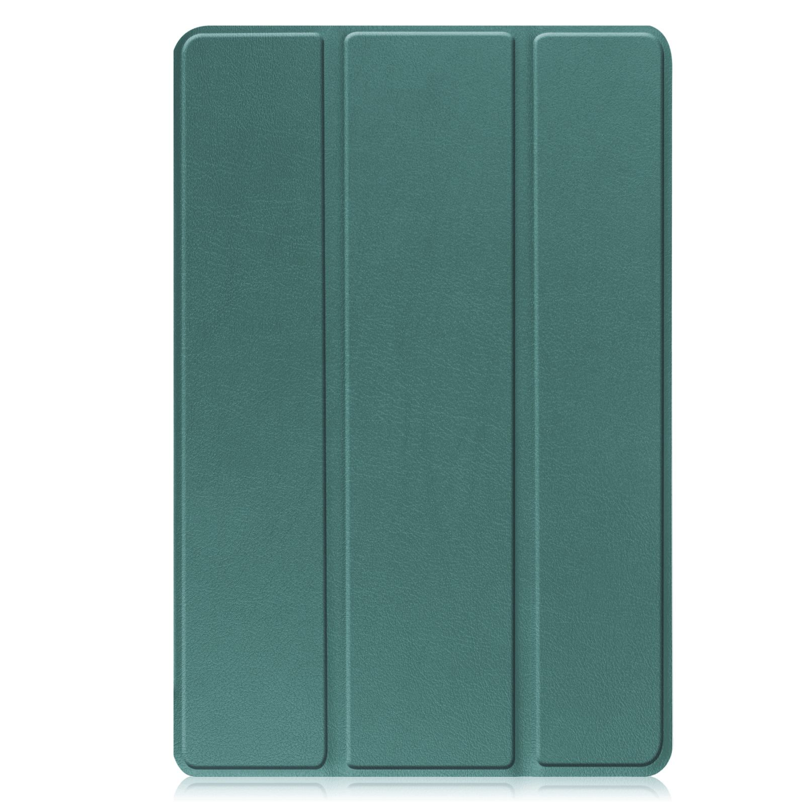Eine grüne Tablet-Hülle. Die Hülle hat ein dreifaches Design und ist geschlossen.