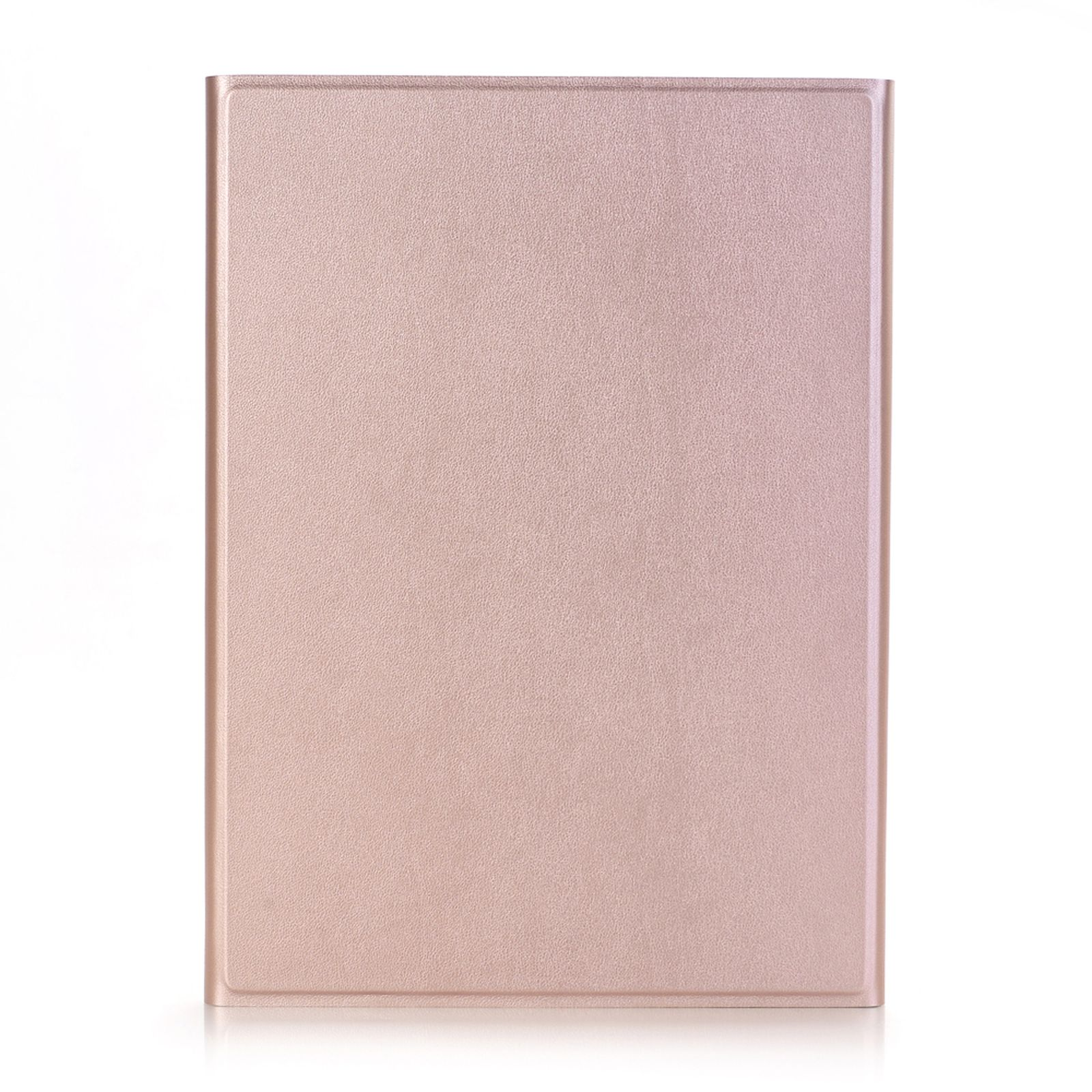 Roségoldene Tablethülle, geschlossen und schlicht, auf weißem Hintergrund.
